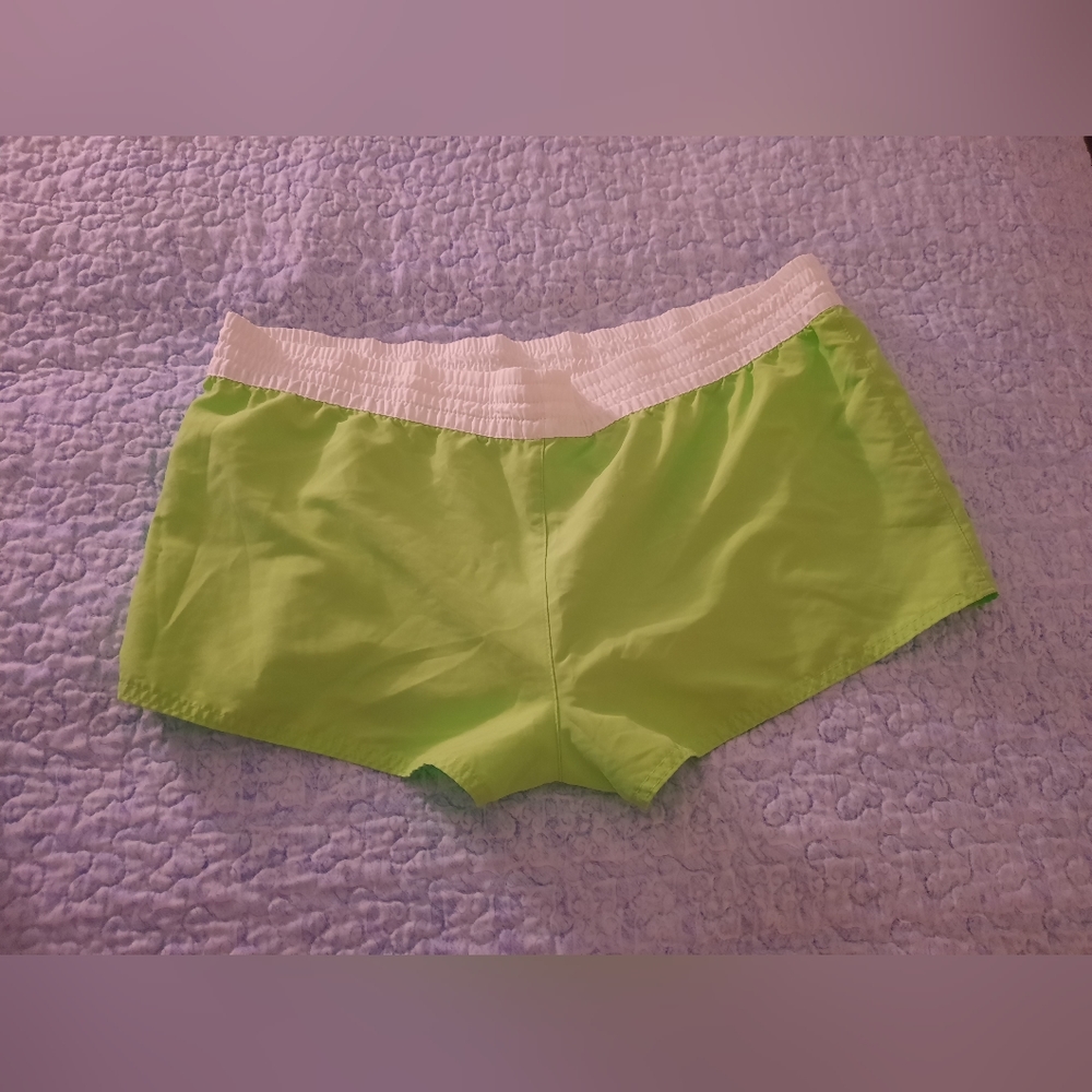 XL Lime Green & White Beach Shorts
